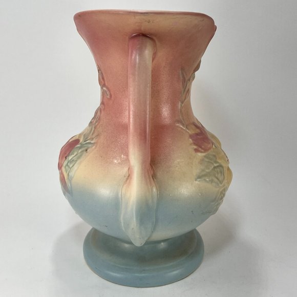 Vtg Hull Art Vase Magnolia Double Handle Ceramic Multicolor Pastel Matte 40s - Picture 4 of 16